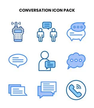 Conversation Two Colour Collection Icons Pack Stockillustratie