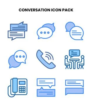 Conversation Two Colour Collection Icons Pack Stock Illustration