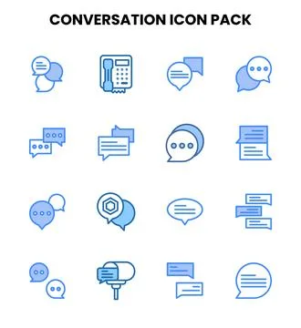 Conversation Two Colour Icons Pack Stock Illustration