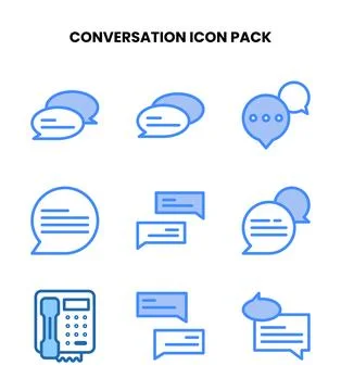 Conversation Two Colour UI Icons Pack Stock Illustration