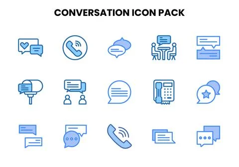 Conversation Two Colour UI Icons Pack Stock Illustration
