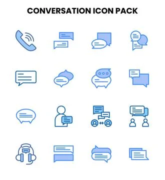 Conversation Two Colour Vector Icons Pack Stock Illustration