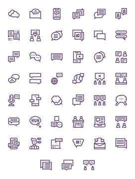 Conversation Ultimate Vector Package with 45 256x256 Bold Line PIXEL Perfec.. Illustrazione stock