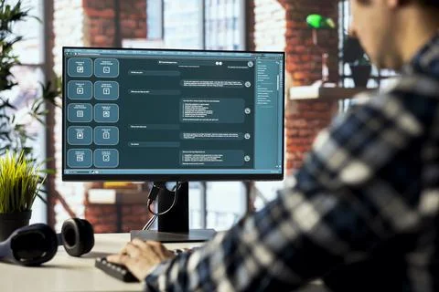 Conversational AI bot used to provide help for company customer Stock Photos