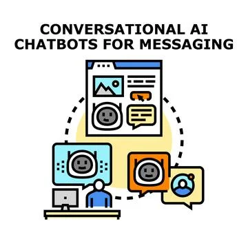 Conversational ai chatbot messaging assistant technology Stock Illustration