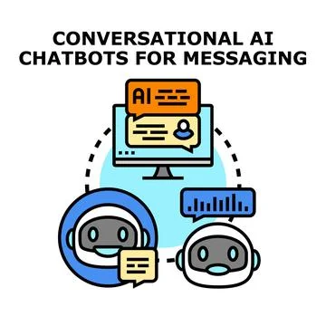 Conversational ai chatbots messaging digital assistant technology Stock Illustration