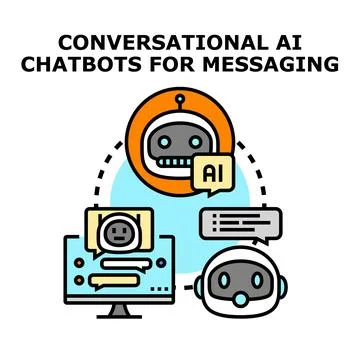Conversational ai chatbots for messaging technology Stock Illustration
