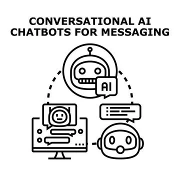 Conversational ai chatbots for messaging technology Stock Illustration