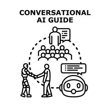 Conversational ai guiding human robot interaction with group Stock Illustration