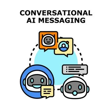 Conversational ai messaging concept communicating with robots Stock Illustration