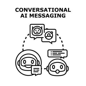 Conversational ai messaging concept communicating with robots Stock Illustration