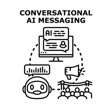 Conversational ai messaging concept for customer communication Stock Illustration