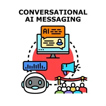 Conversational ai messaging concept for customer communication Stock Illustration