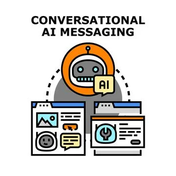 Conversational ai messaging system interacting with users Stock Illustration