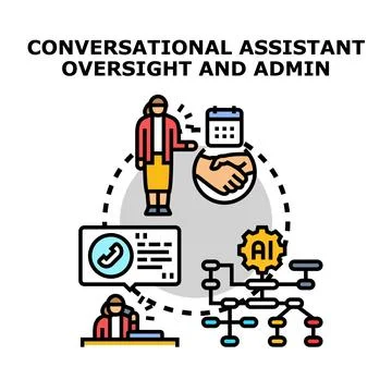 Conversational assistant oversight and admin system management Stock Illustration