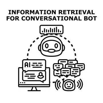 Conversational bot retrieving information for ai assistance Stock Illustration