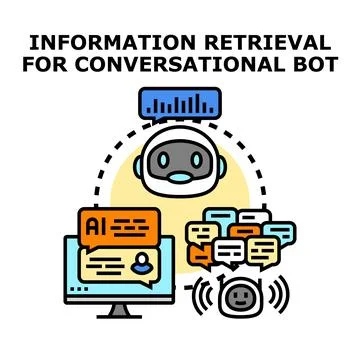Conversational bot retrieving information for ai assistance Stock Illustration