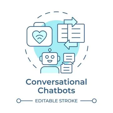 Conversational chatbots soft blue concept icon Stock Illustration