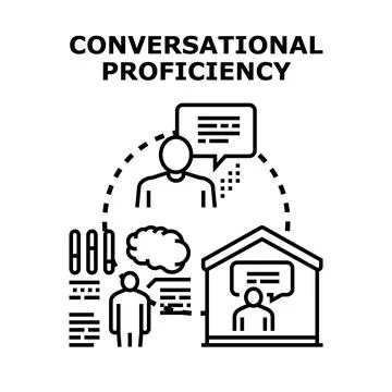 Conversational proficiency concept developing language skills Stock Illustration
