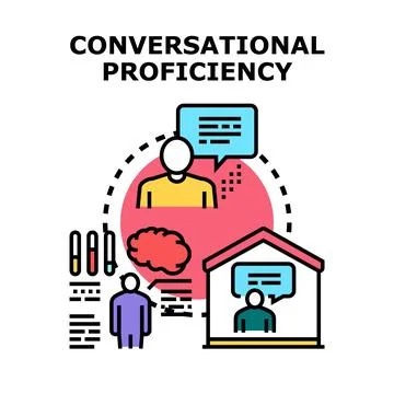 Conversational proficiency concept developing language skills Stock-Illustration
