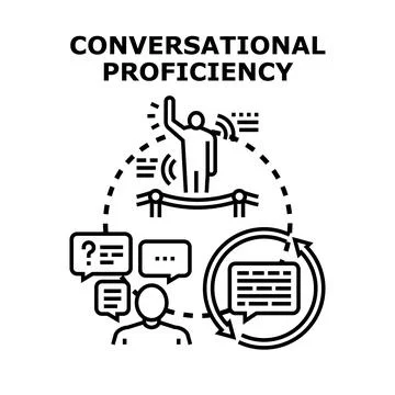Conversational proficiency concept illustrating language learning Stock Illustration