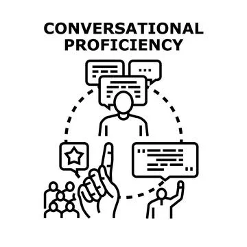 Conversational proficiency concept with people exchanging ideas Stock Illustration
