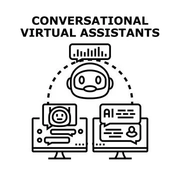 Conversational virtual assistant chatbot ai technology concept Stock Illustration