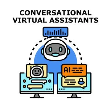 Conversational virtual assistant chatbot ai technology concept Stock Illustration
