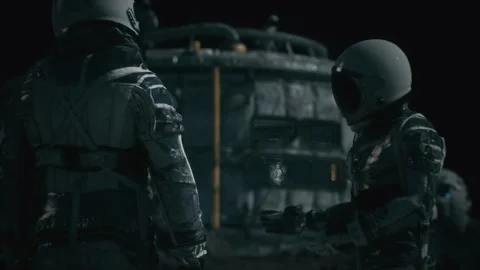 Conversations among astronauts in planetary outpost 스톡 동영상 138853514