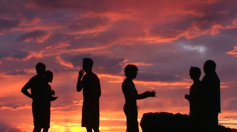 Conversations at sunset  Stock Footage 147299