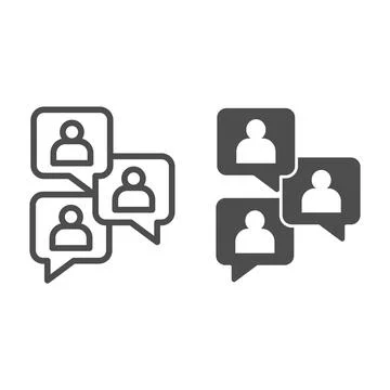 Conversations with users line and solid icon, startup concept, Chat sign on Stock Illustration