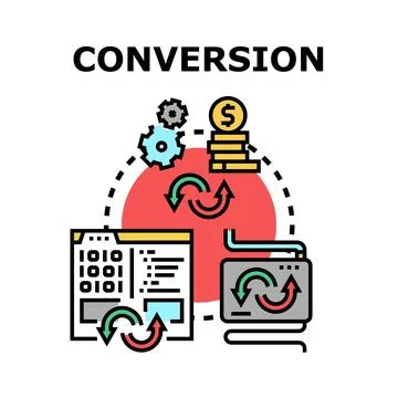 Conversion concept with data processing and financial growth Stock Illustration
