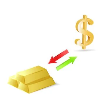 Conversion of dollars into gold Stock Illustration