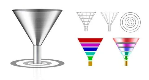 Conversion funnel over a white background with a target Conversion funnel ... Foto stock