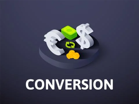 Conversion isometric icon, isolated on color background Stock Illustration