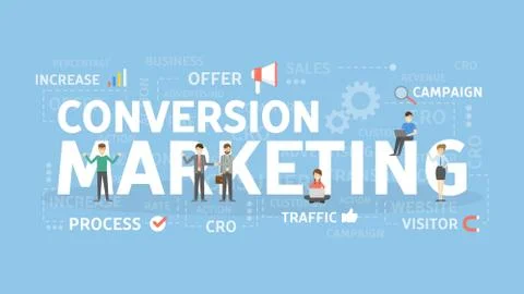 Conversion marketing concept. Illustrazione stock