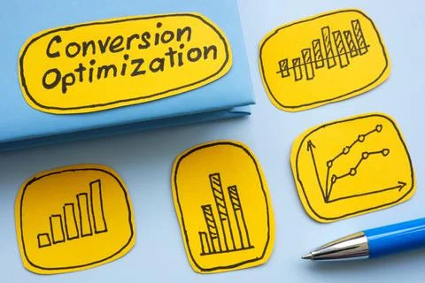 Conversion optimization with drawn graphs. Stock Photos