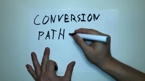 Conversion Path Business Terms Words Written on Paper 4K Presentation Stock Footage 115513371