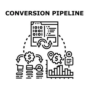 Conversion pipeline concept for online business marketing Stock Illustration