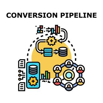 Conversion pipeline process optimizing data and customer acquisition Stock Illustration