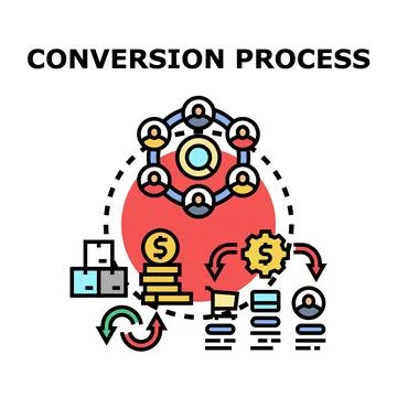 Conversion process concept digital marketing lead generation Stock Illustration