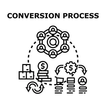 Conversion process concept digital marketing lead generation Stock Illustration