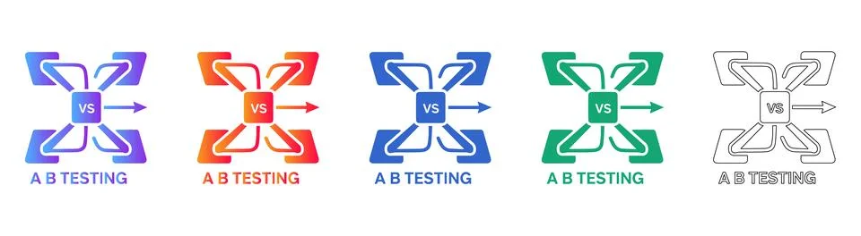 Conversion Rate A/B Testing Strategy Icons イラスト素材