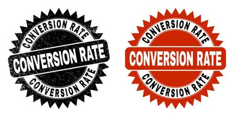 CONVERSION RATE Black Rosette Seal with Grunge Surface イラスト素材