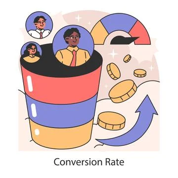 Conversion rate concept. Flat vector illustration. Stock Illustration