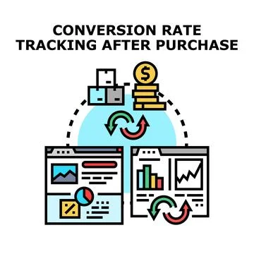 Conversion rate customer journey tracking after purchase Stock Illustration