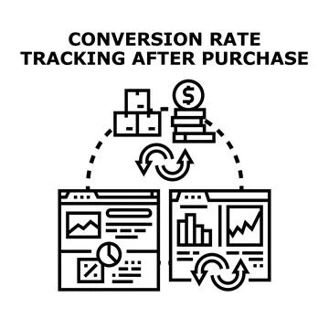 Conversion rate customer journey tracking after purchase Stock Illustration