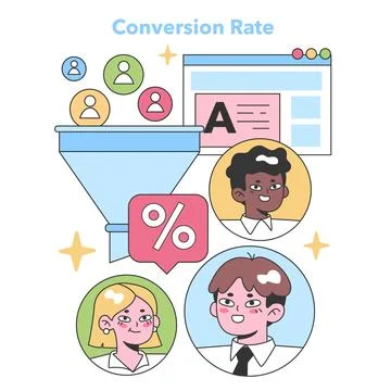 Conversion rate. Flat vector illustration Stock Illustration