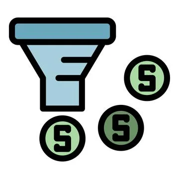 Conversion rate funnel icon color outline vector イラスト素材