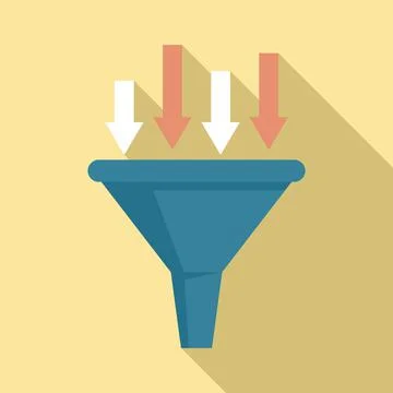 Conversion rate funnel icon, flat style Stock Illustration